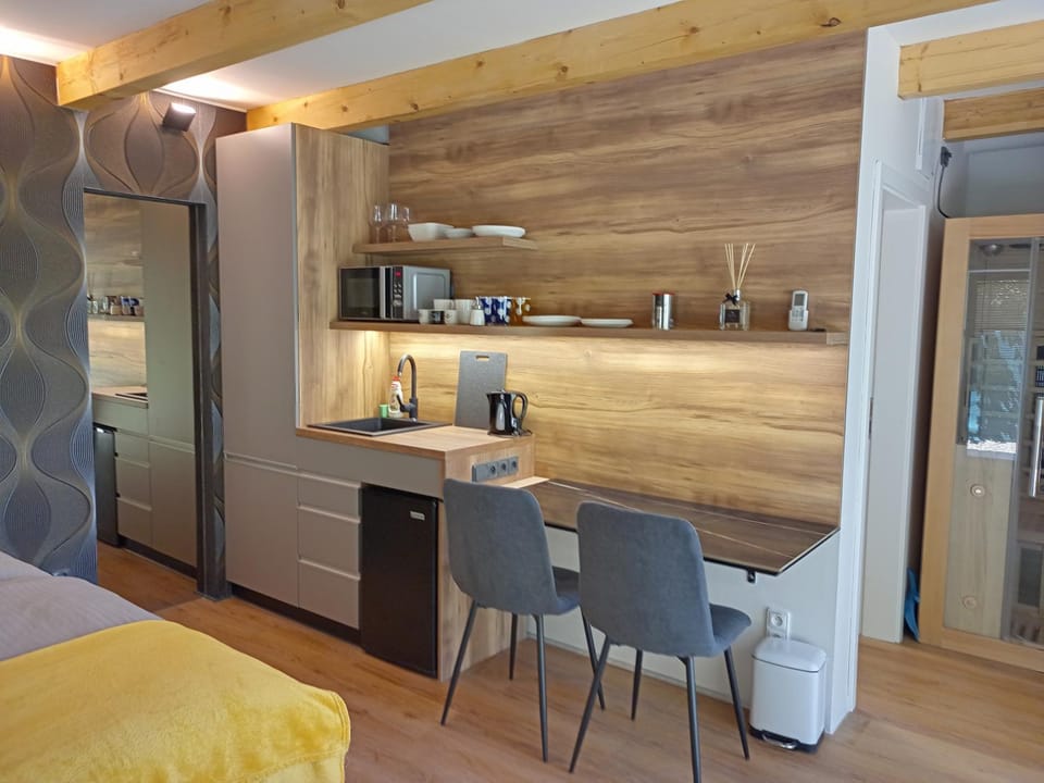 Kitchen or kitchenette, Living room, Photo of the whole room, Seating area, Bedroom
