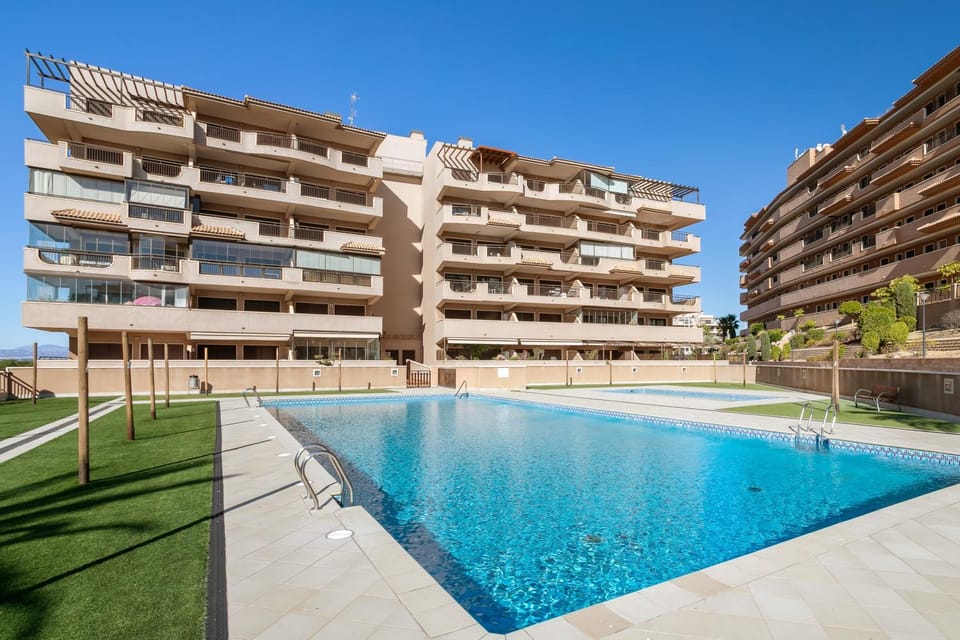 Property building, Living room, Swimming pool