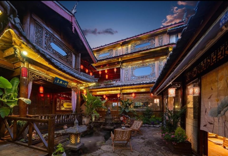 Property building, Night, Garden, Garden view