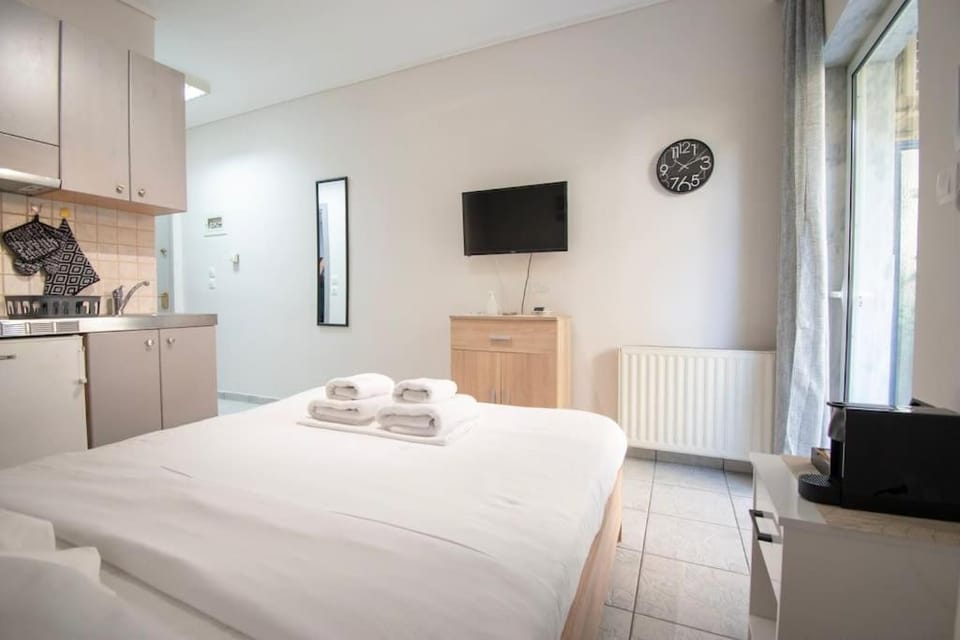 Bed, TV and multimedia, Kitchen or kitchenette, Photo of the whole room, towels