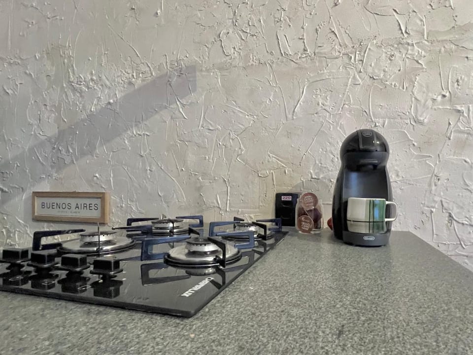 Kitchen or kitchenette, stove