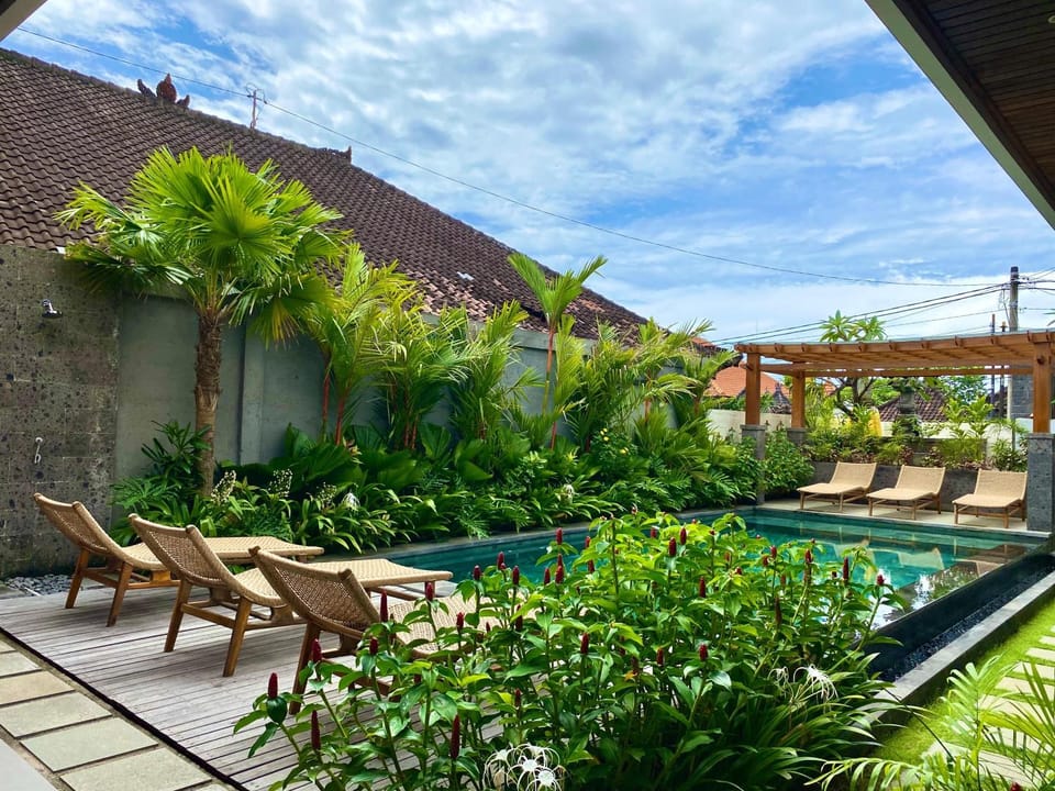 Natural landscape, Garden, Swimming pool, sunbed
