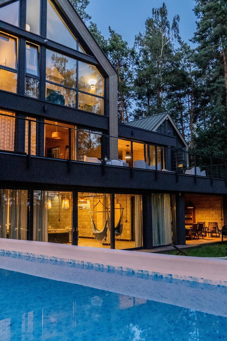 Property building, Night, Pool view, Swimming pool