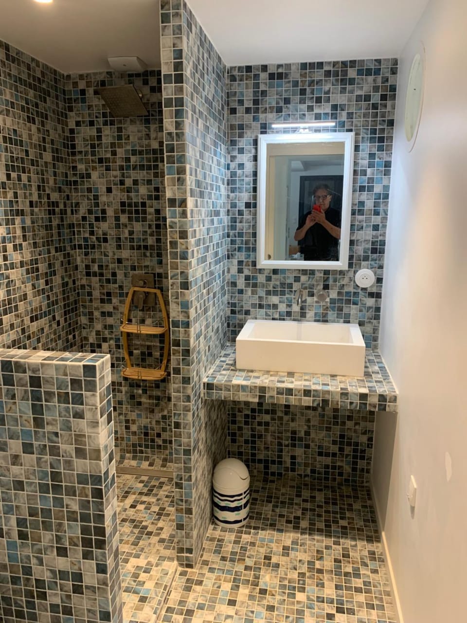 Shower, Toilet, Bathroom, Facility for disabled guests, towels, washing machine, air conditioner
