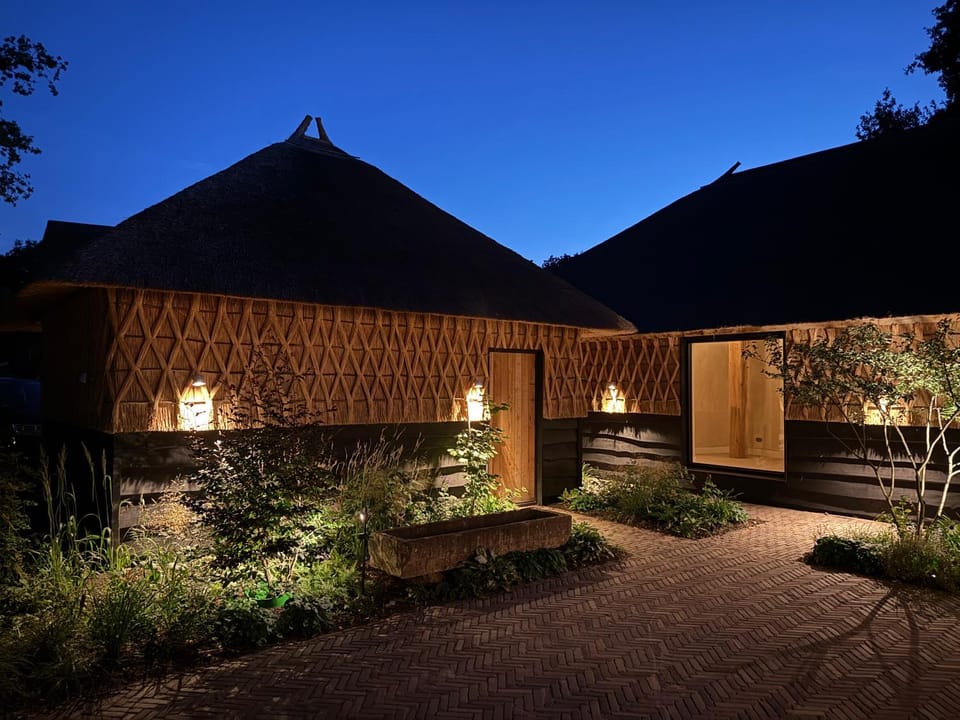 Property building, Night, Garden