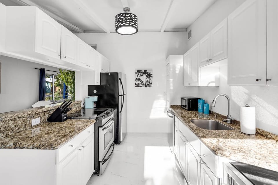 Kitchen or kitchenette, stove