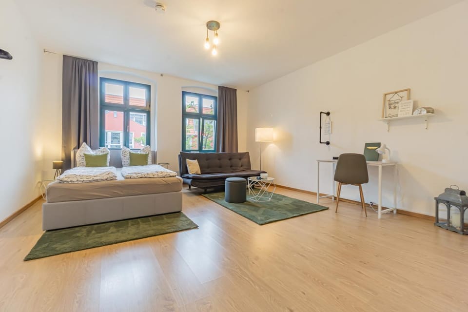 Bed, Living room, Photo of the whole room, Seating area, Bedroom
