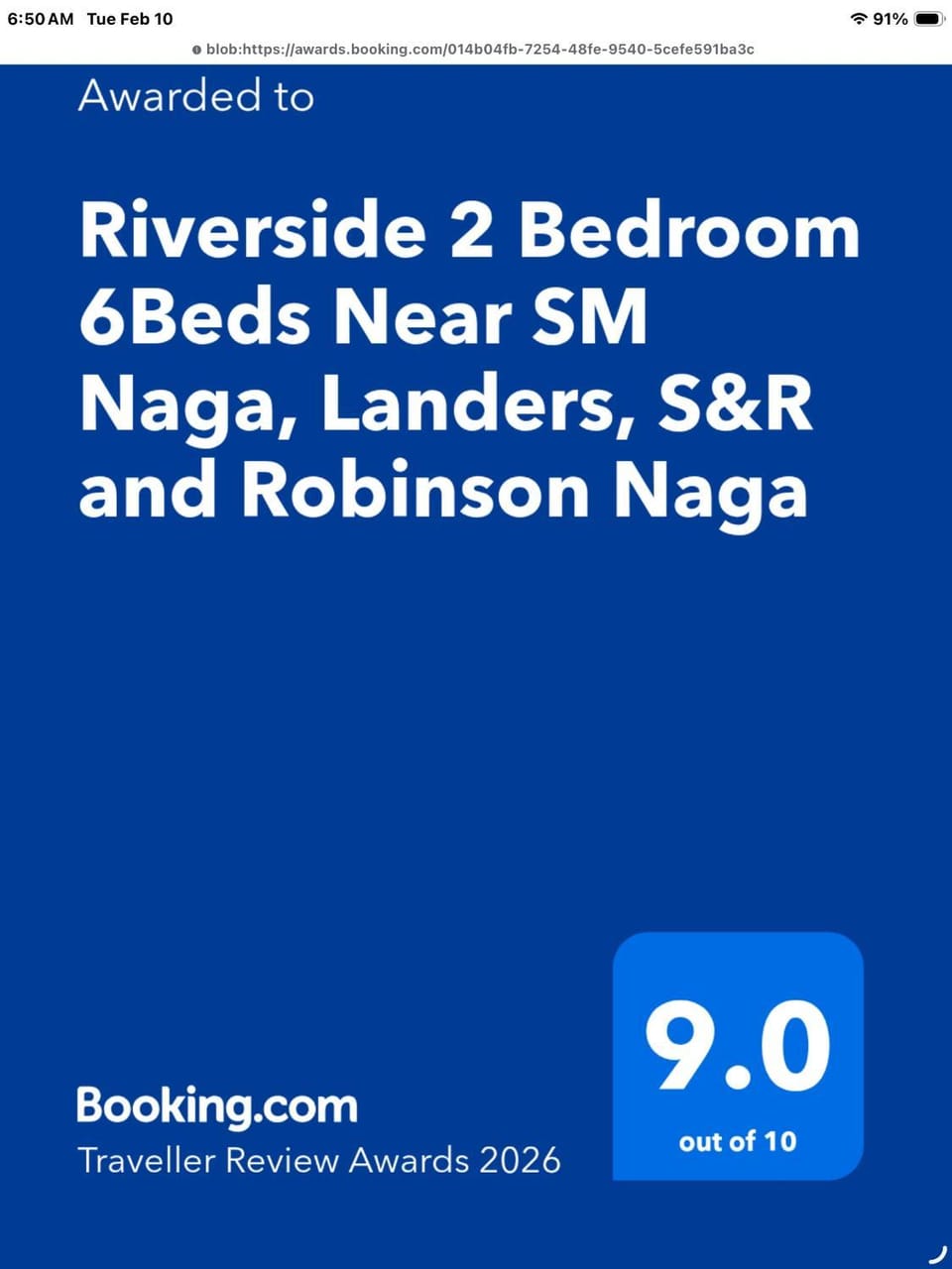 Riverside 2 Bedroom 6Beds Near SM Naga, Landers, S&R and Robinson Naga Apartment in Naga