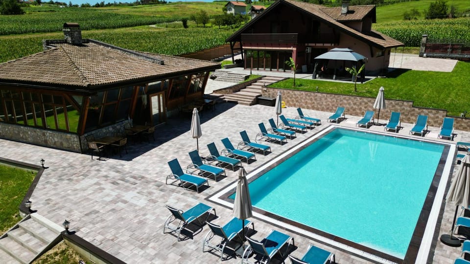 Property building, Day, Natural landscape, Garden, Garden view, Pool view, Swimming pool, sunbed