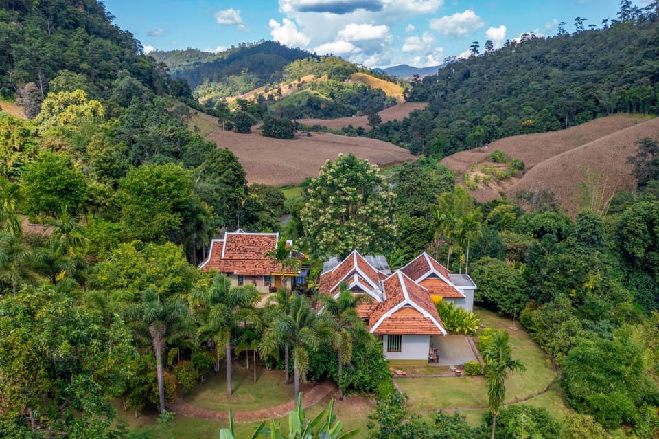 Property building, Natural landscape, Bird's eye view, Hiking, Mountain view, River view
