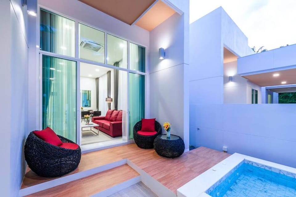 Patio, Seating area, Pool view, Swimming pool, sunbed