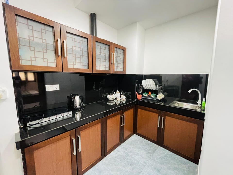 Kitchen or kitchenette, stove, kitchen