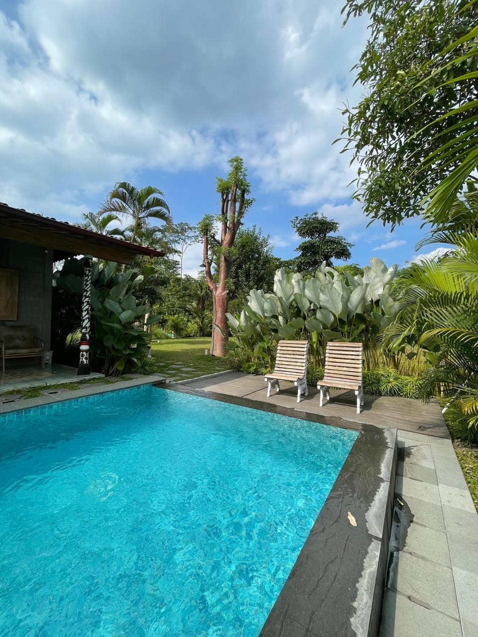 Spring, Day, Garden, Garden, Balcony/Terrace, Pool view, Swimming pool, Swimming pool