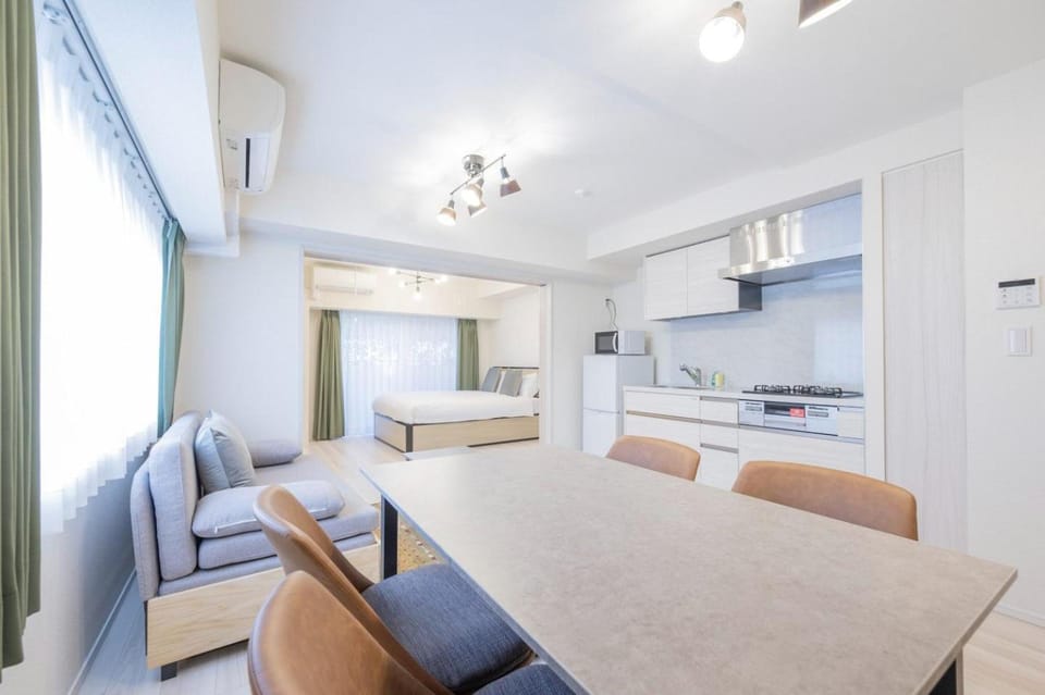 Bed, Living room, Dining area