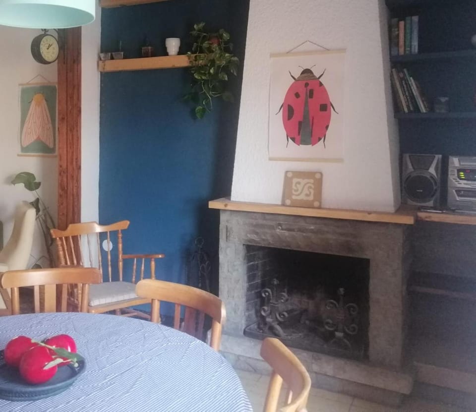 Dining area, fireplace