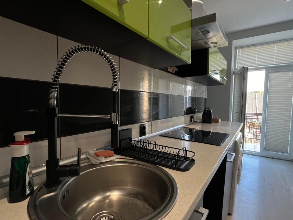 Kitchen or kitchenette, stove