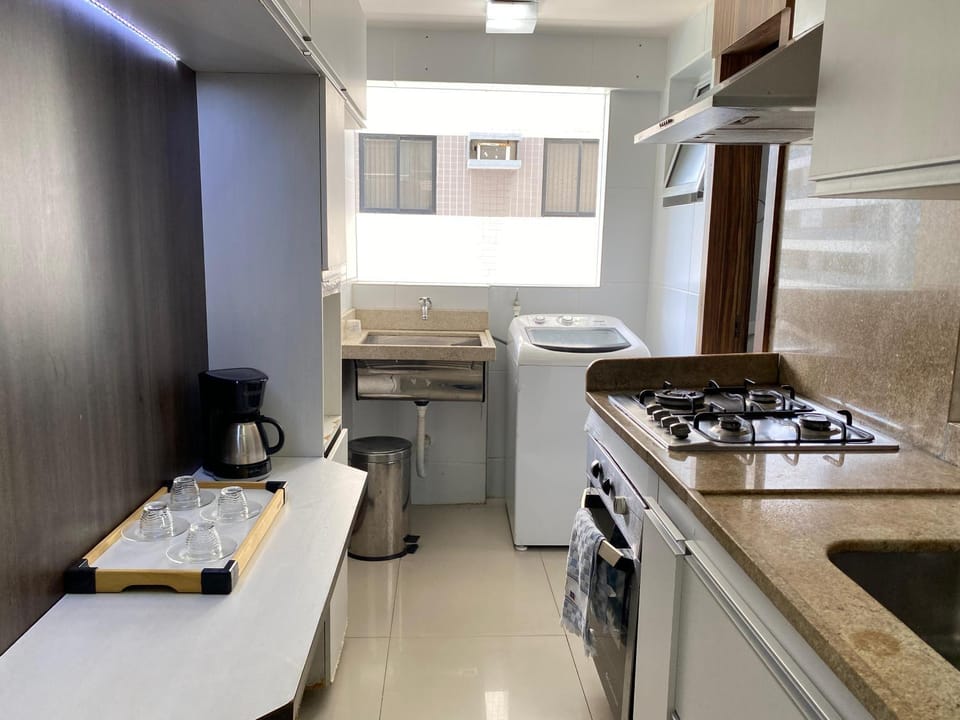 Kitchen or kitchenette, oven, stove