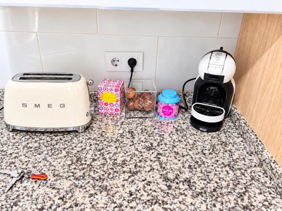 Kitchen or kitchenette, toaster