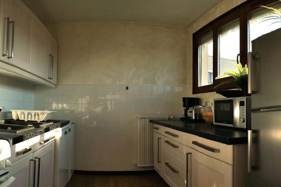 Kitchen or kitchenette, dishwasher, oven, toaster, washing machine