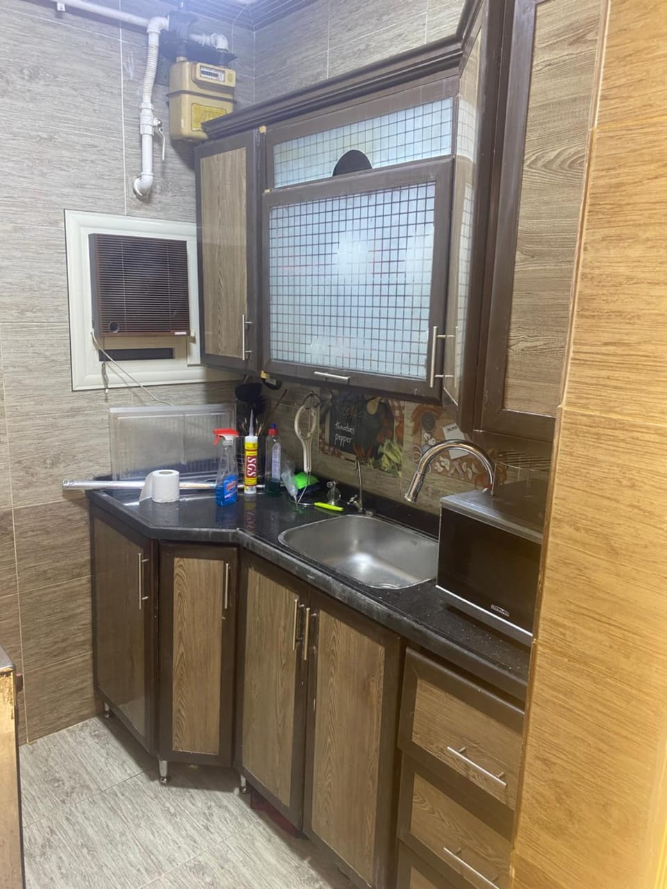 Kitchen or kitchenette, stove