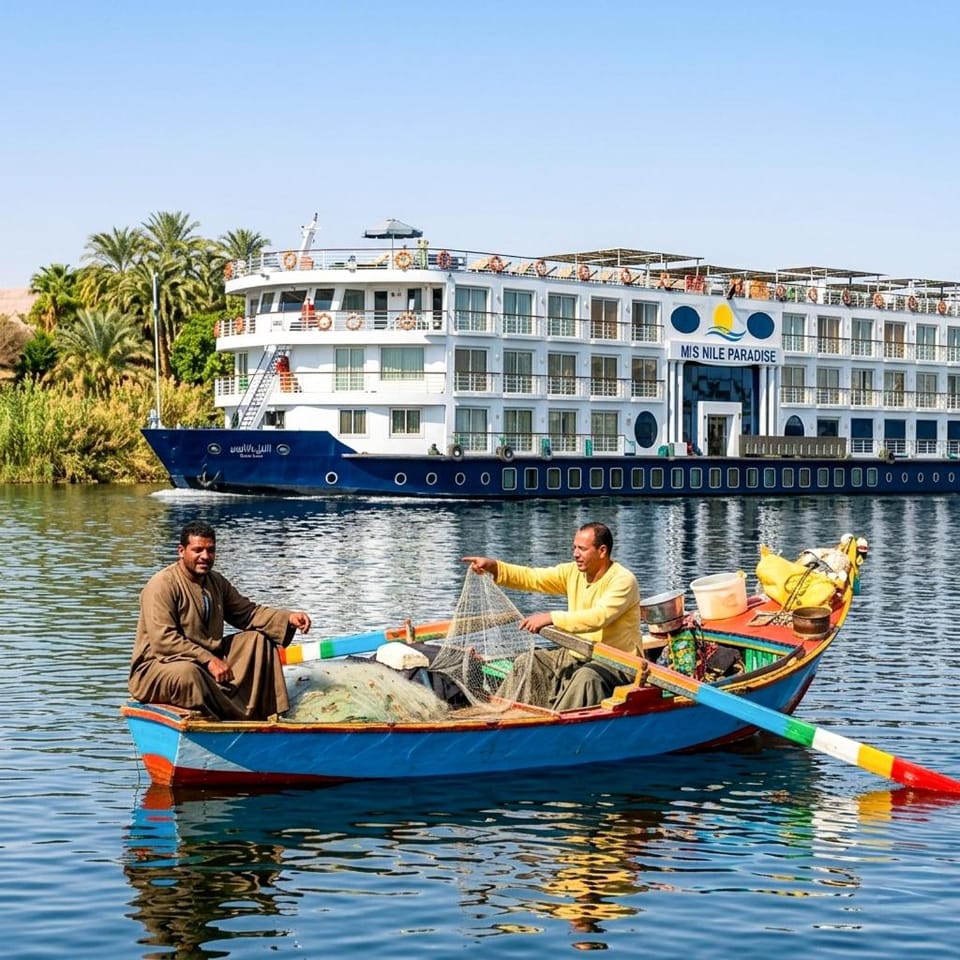 Nile Paradise Nile Cruise - 4 Nights and 7 Nights from Luxor on Monday and 03 Nights from Aswan on Friday Docked boat in Luxor