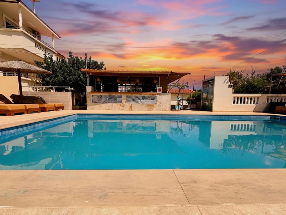 Pool view, Swimming pool, Sunset