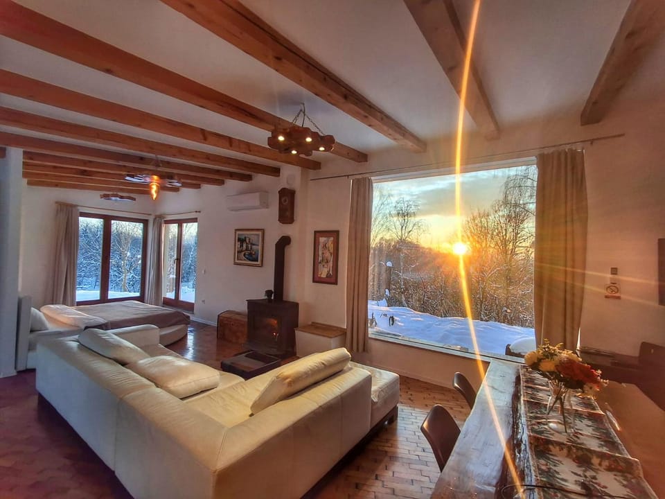 Property building, Natural landscape, Winter, View (from property/room), Garden view, Location, fireplace, fireplace