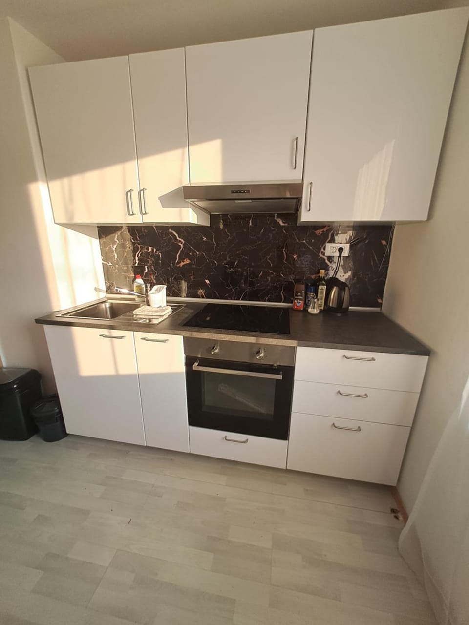 Kitchen or kitchenette, stove