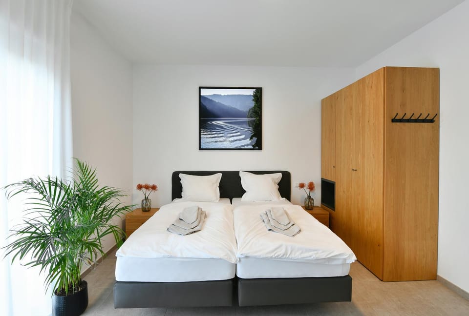 Bed, Photo of the whole room, Bedroom, towels, wardrobe