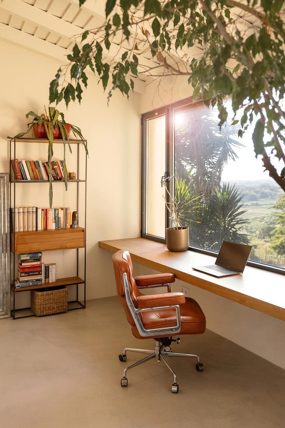Library, Seating area, Garden view