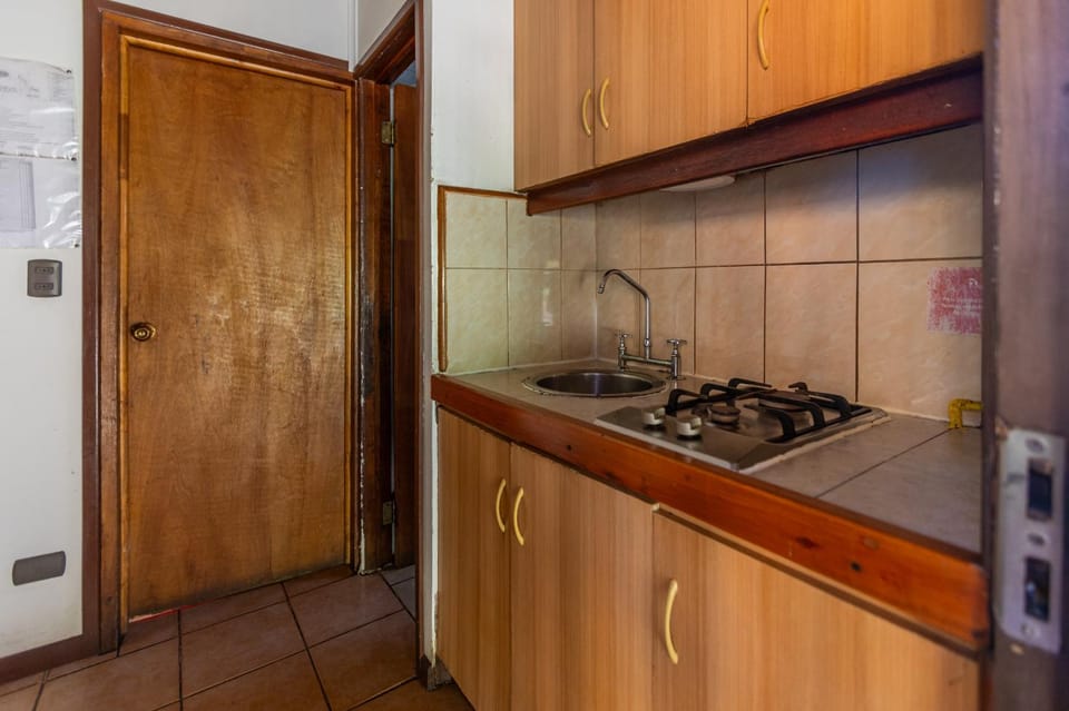 Kitchen or kitchenette, stove