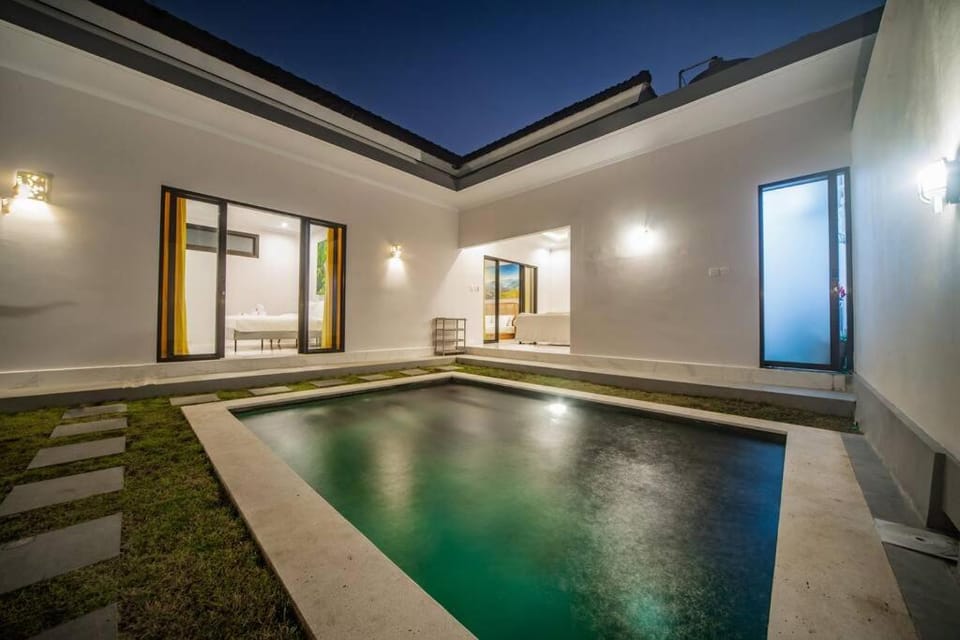 Night, Pool view, Swimming pool