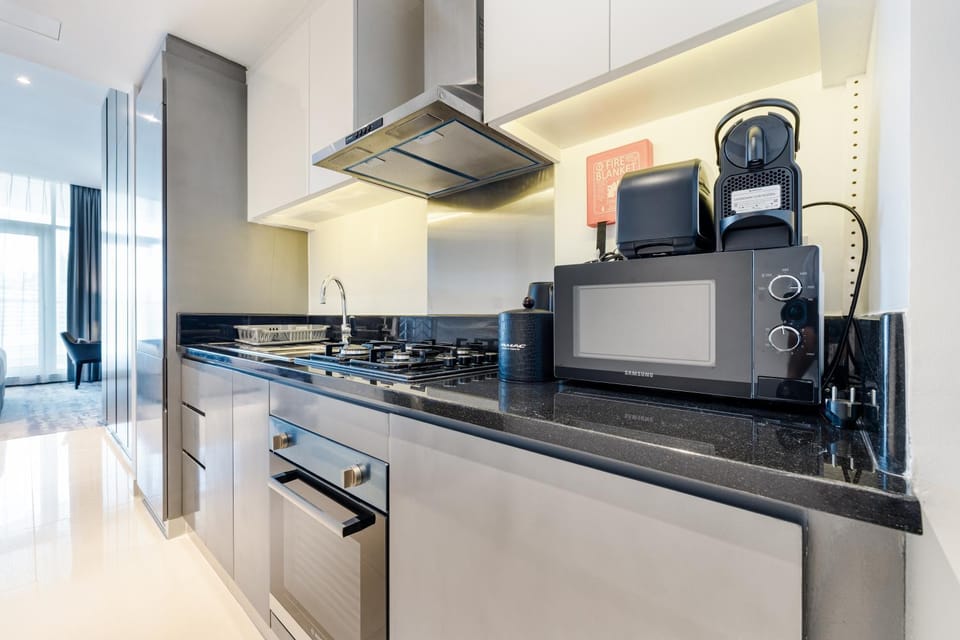 Kitchen or kitchenette, oven, stove, toaster