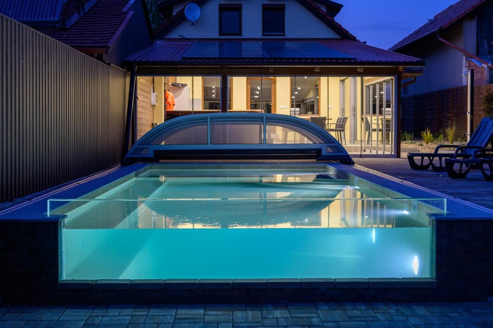 Night, Pool view, Swimming pool