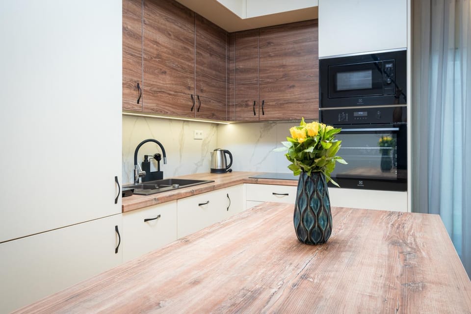 Kitchen or kitchenette, dishwasher, stove