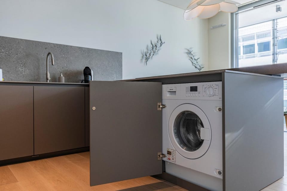 Kitchen or kitchenette, washing machine
