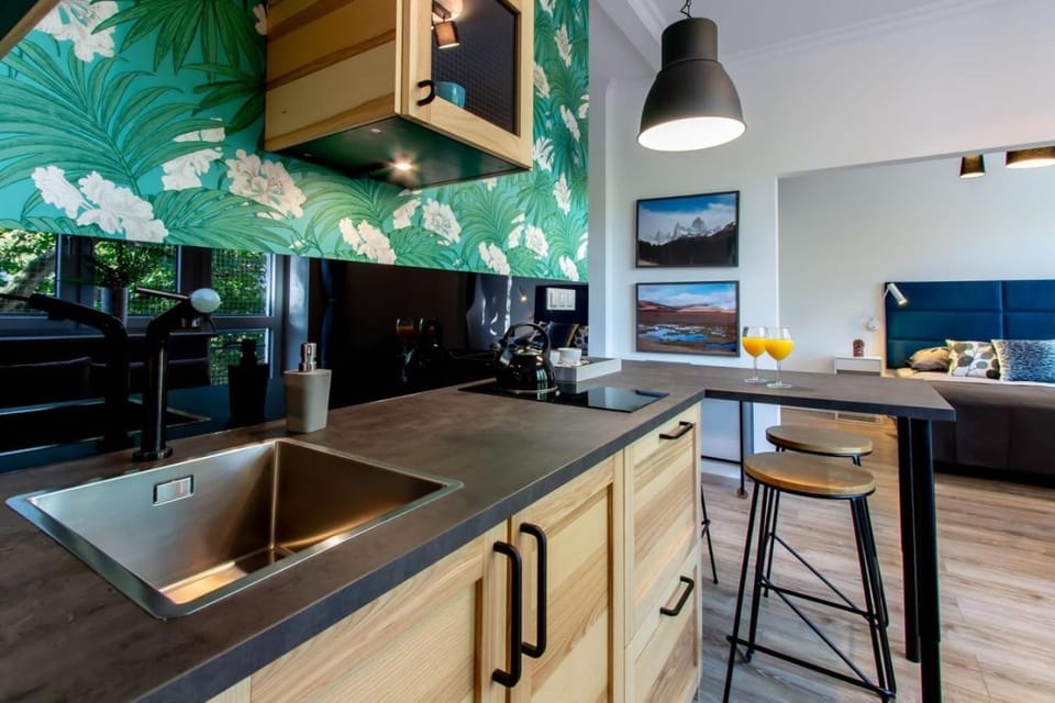 Kitchen or kitchenette, stove