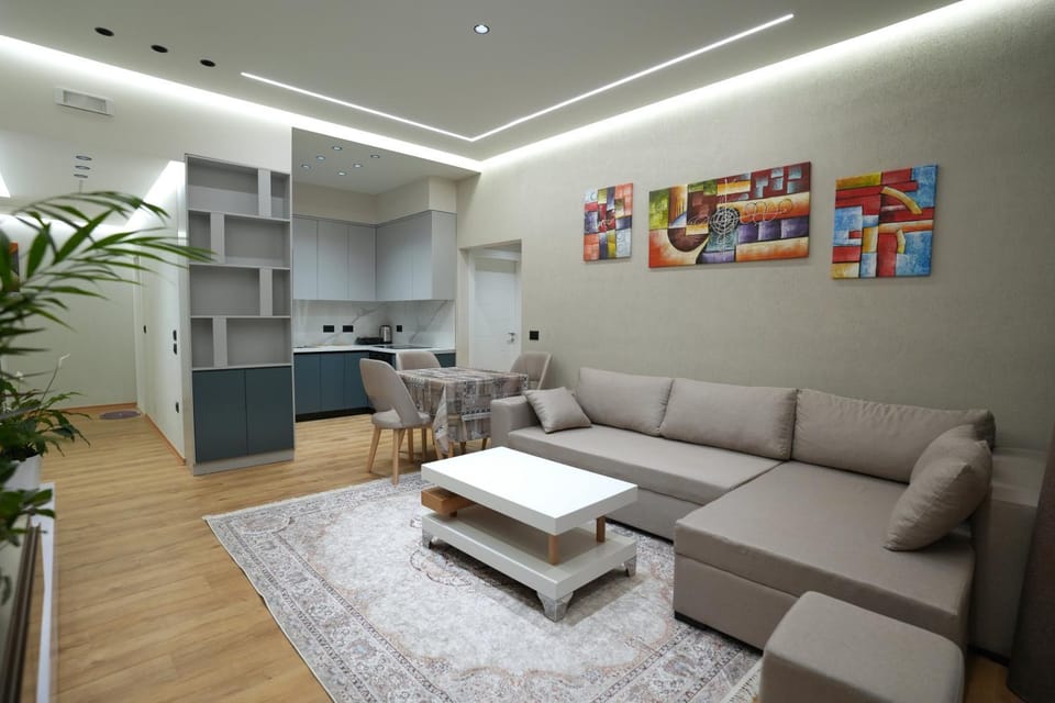 Kitchen or kitchenette, Living room, Seating area