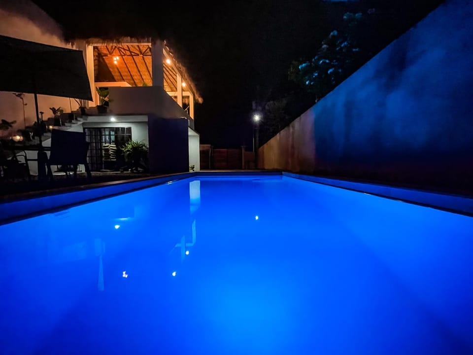 Night, Pool view, Swimming pool