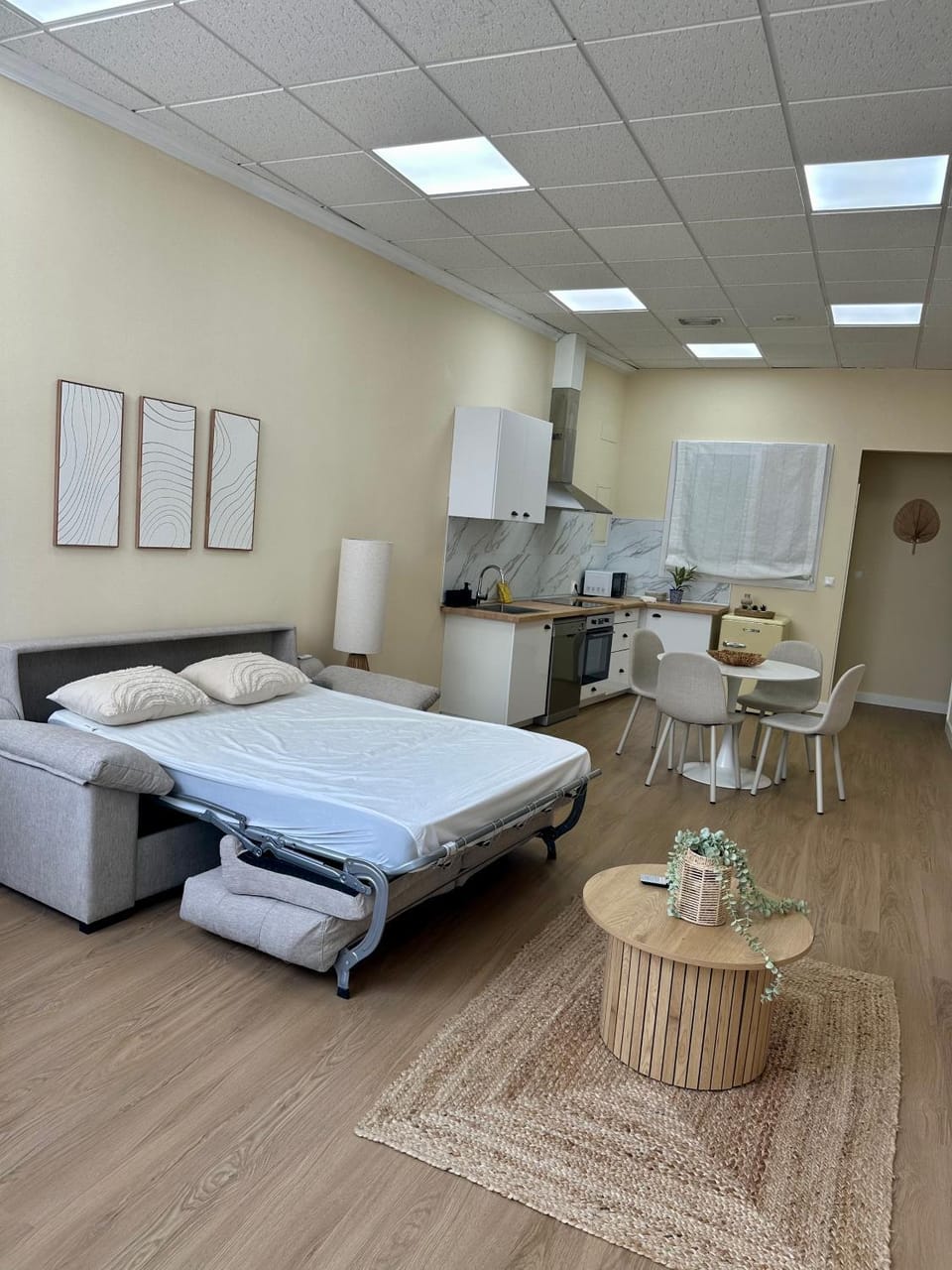 Bed, Kitchen or kitchenette, Living room, Photo of the whole room