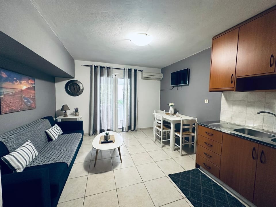 TV and multimedia, Kitchen or kitchenette, Living room, Photo of the whole room, Seating area, Dining area