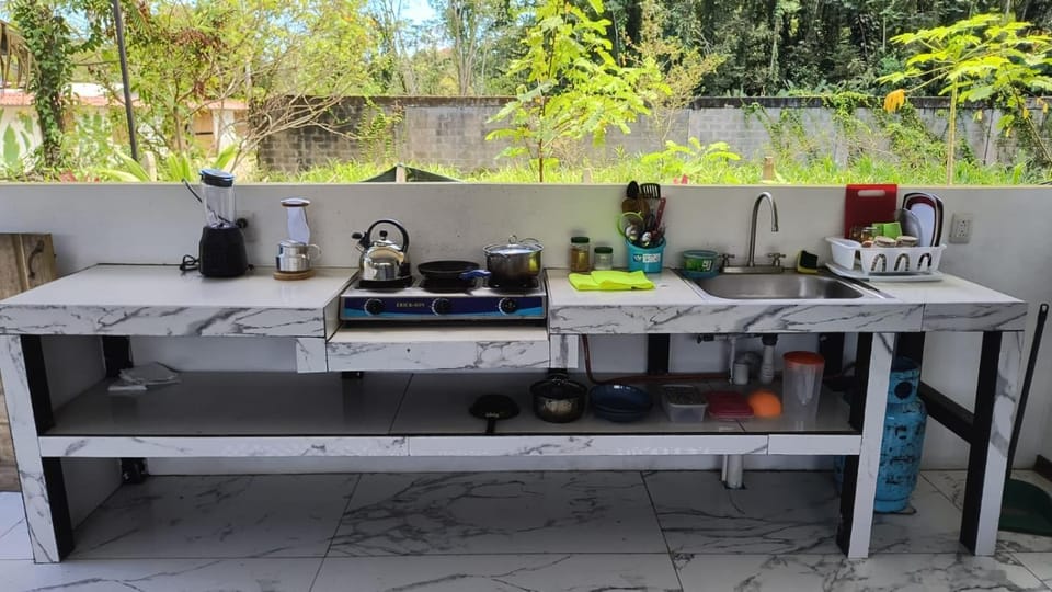 Kitchen or kitchenette, stove