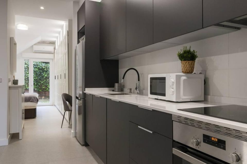 Kitchen or kitchenette, oven, stove