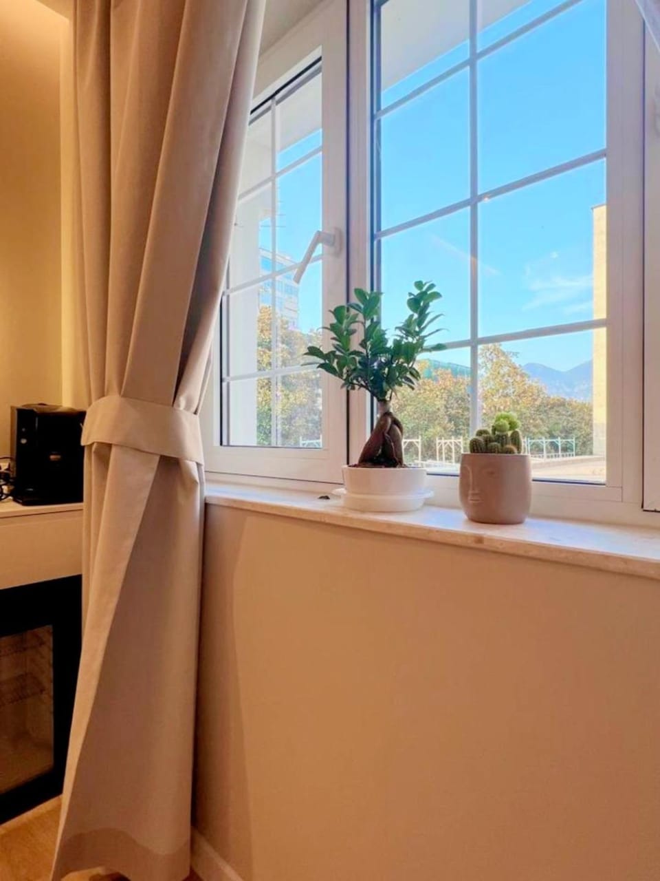 View (from property/room), Living room, Decorative detail, Bedroom