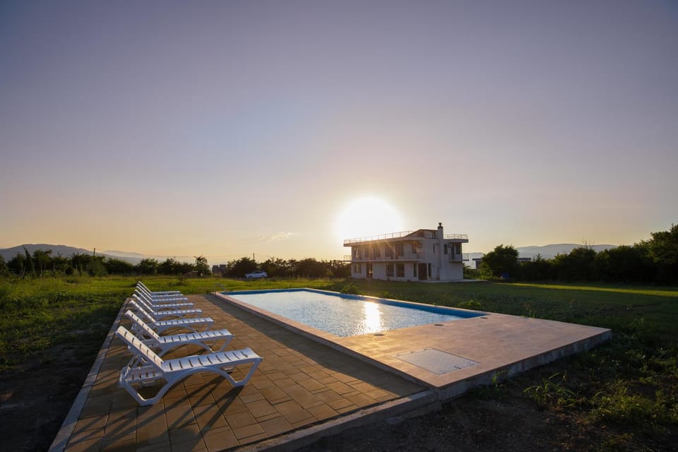 Pool view, Swimming pool, Sunset