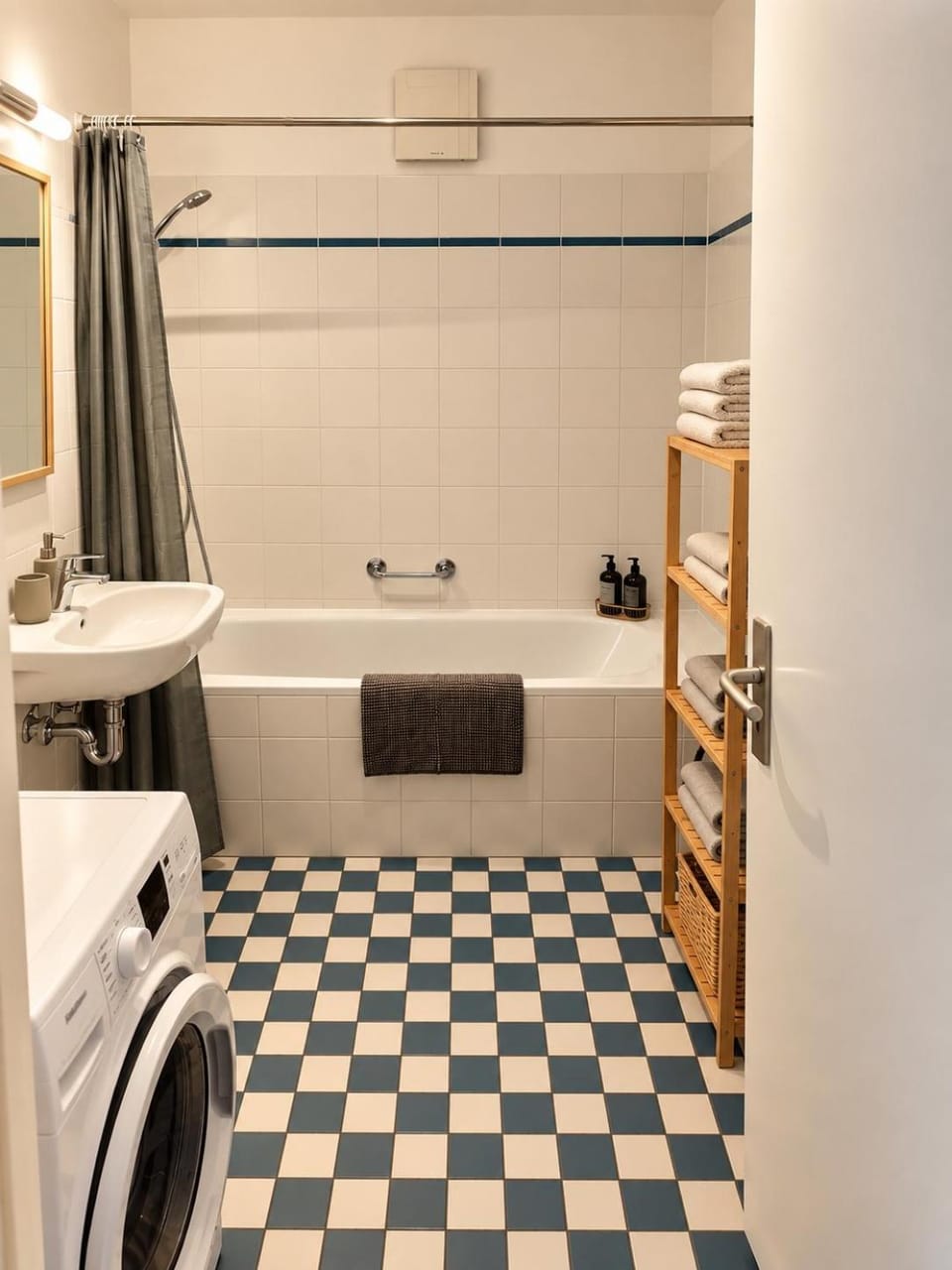 Bathroom, Bath, towels, washing machine