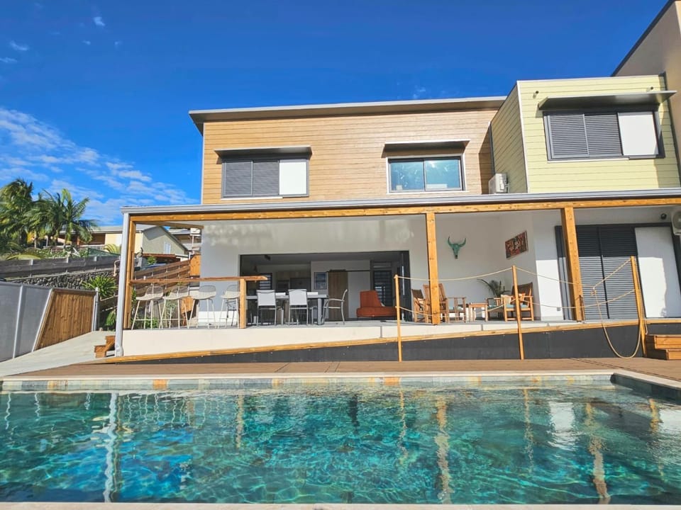 Property building, Patio, Pool view, Swimming pool