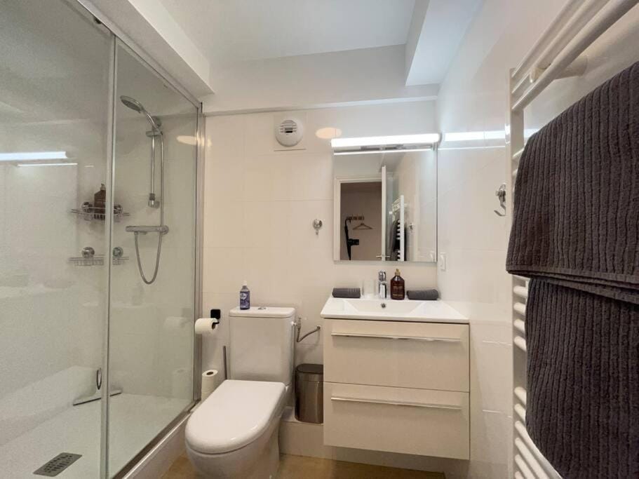 Shower, Toilet, Bathroom, towels