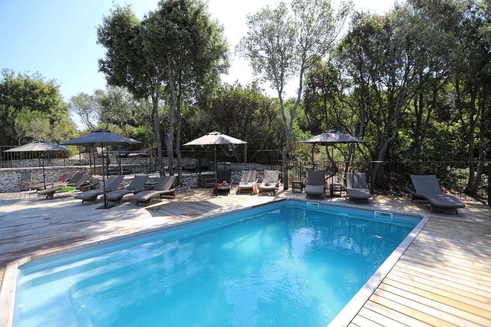 Swimming pool, sunbed