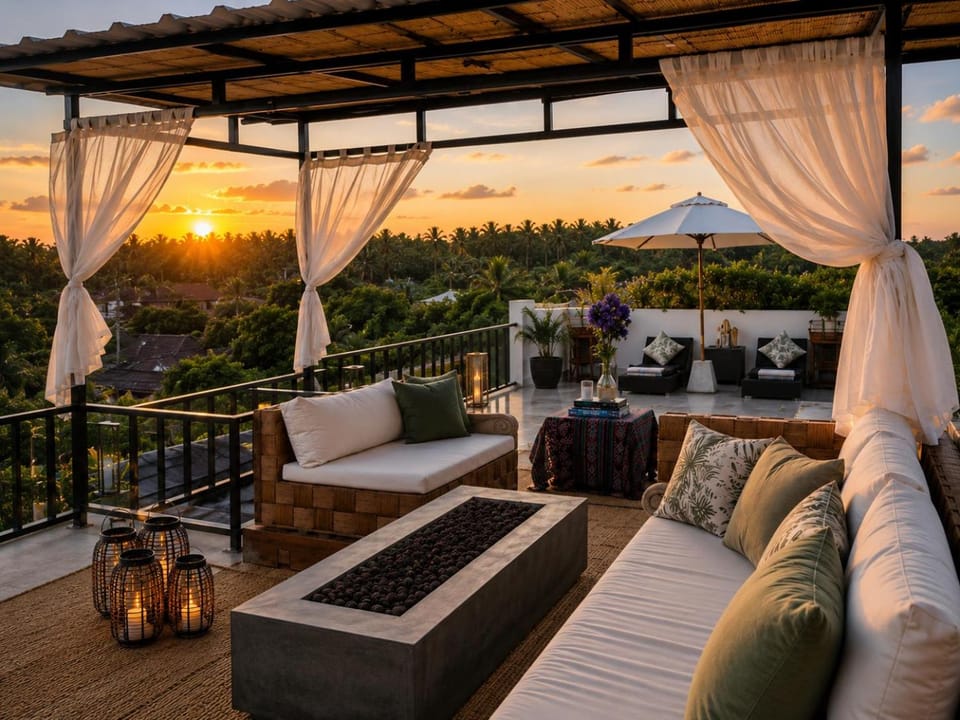 Patio, Day, Natural landscape, View (from property/room), Balcony/Terrace, Mountain view, Sunset